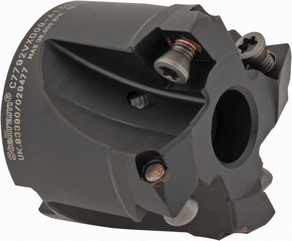 Seco Indexable Copy End Mill: 1.2598" Cut Dia, 0.2953" Max Depth of Cut, Through Coolant - 02450299