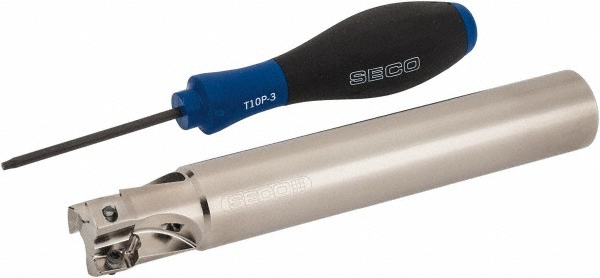 Iscar Indexable Square-Shoulder End Mill: T490ELND1.002W1.0013, 1" Cut Dia, 0.49" Max Depth of Cut, 1" Dia Weldon Flat Shank - 3105293