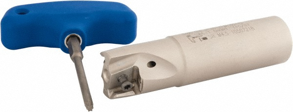 Iscar Indexable Square-Shoulder End Mill: T490ELND1.002W1.0013, 1" Cut Dia, 0.49" Max Depth of Cut, 1" Dia Weldon Flat Shank - 3105293