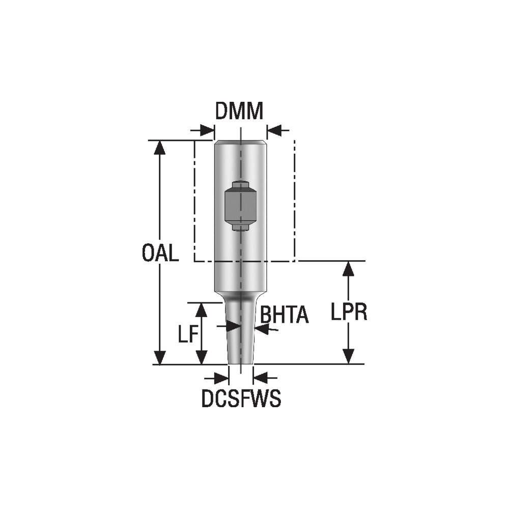Seco Replaceable Tip Milling Shank: Series Minimaster, 35 mm Projection, 3/4" 87 ° Shank - 75015053