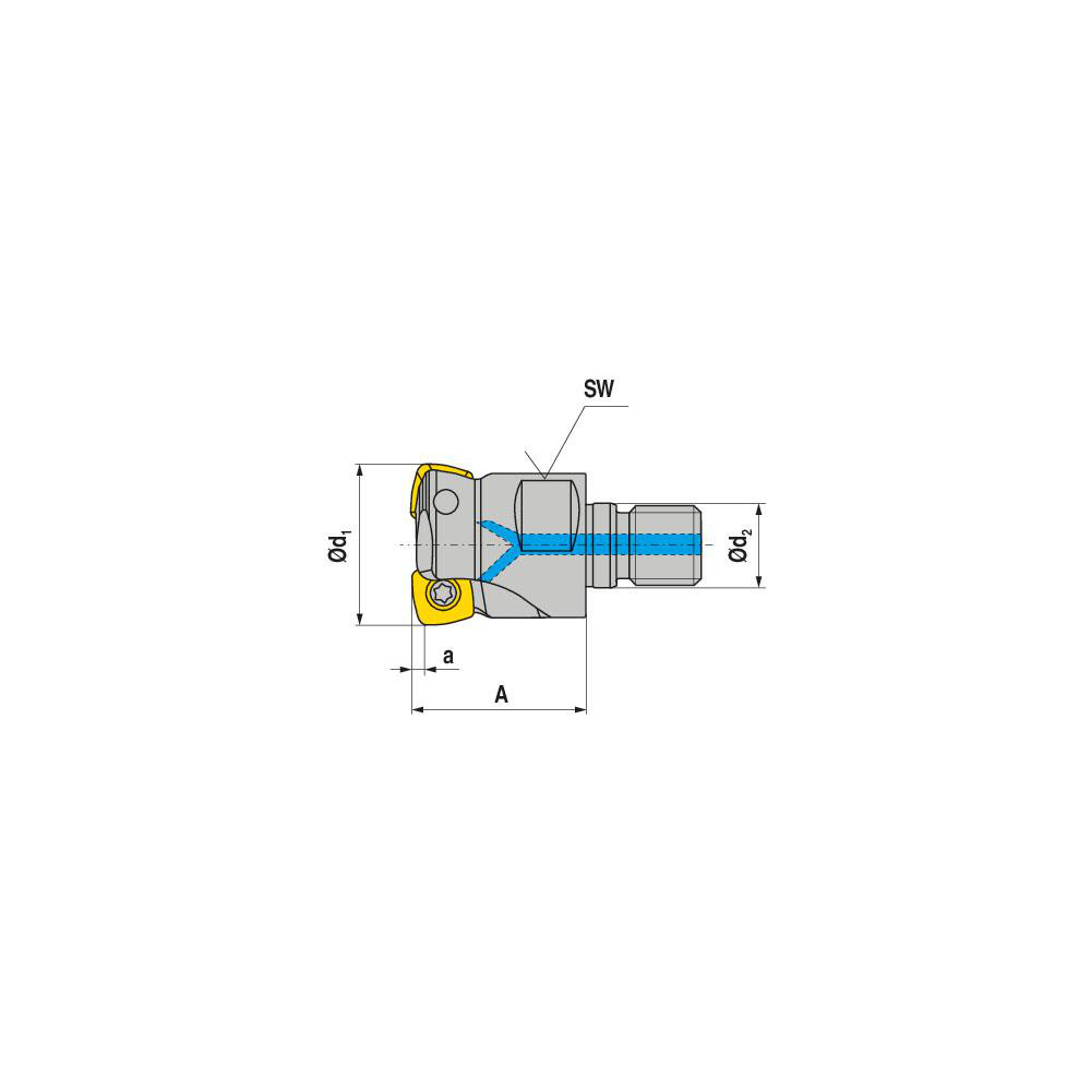 Ceratizit Indexable High-Feed Face Mill: 14.67 to 20 mm Cut Dia, 20 mm Arbor Hole - 5641702004