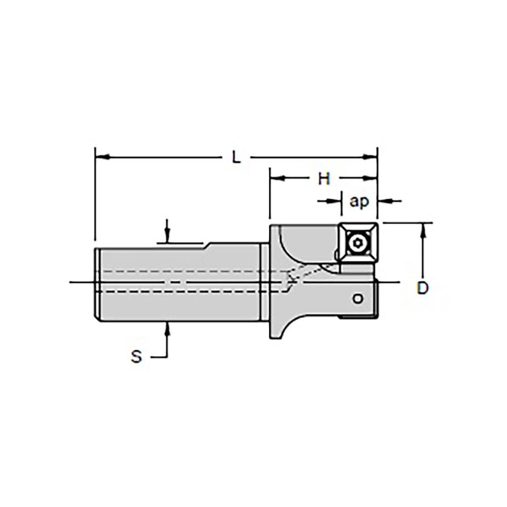 Cutting Tool Technologies Indexable Square-Shoulder End Mill: 1.25 X 1.00 SH C/C EM, 1-1/4" Cut Dia, 0.34" Max Depth of Cut, 1" Dia Flatted Shank - DRM-070-C