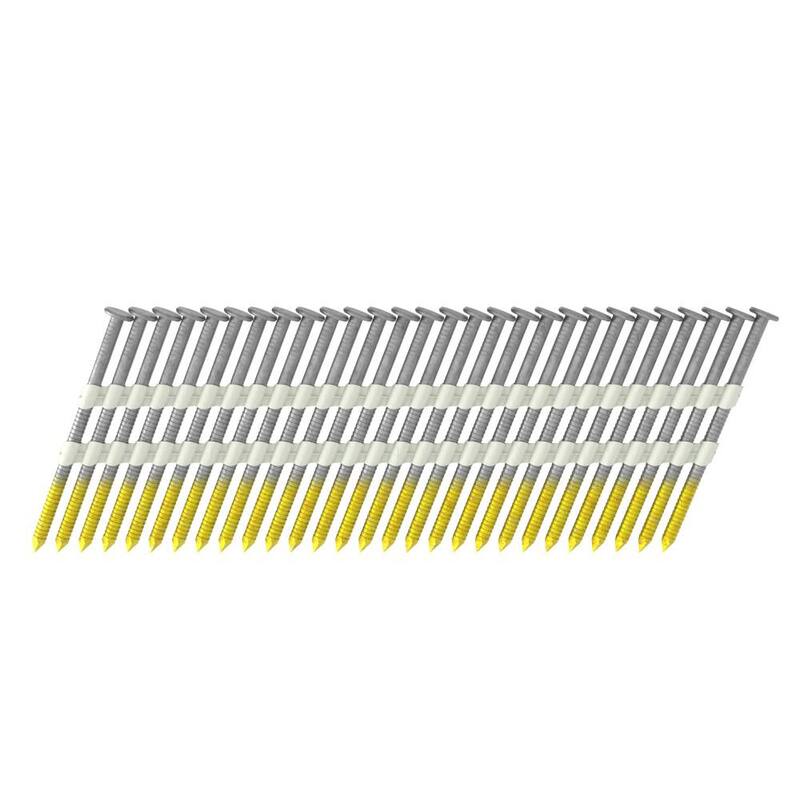Grip-Rite 2-3/8 in. x 0.113 in. 21° Plastic Collated Bright Coated Ring Shank Round Head Nails 5000 per Box - GR08R