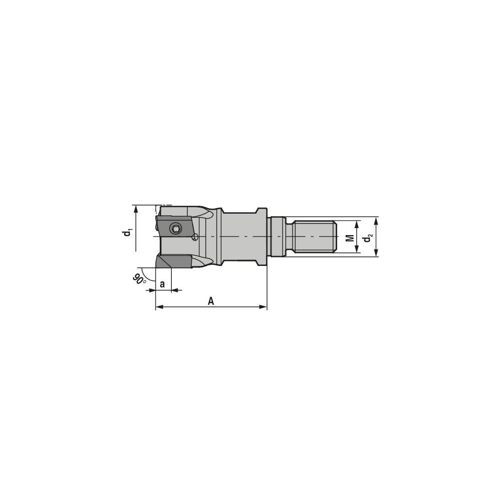 Ceratizit Indexable Square-Shoulder End Mill: G211.32.R.08-07, 32 mm Cut Dia, 6 mm Max Depth of Cut, 16 mm Dia Modular Connection Shank - 50751032