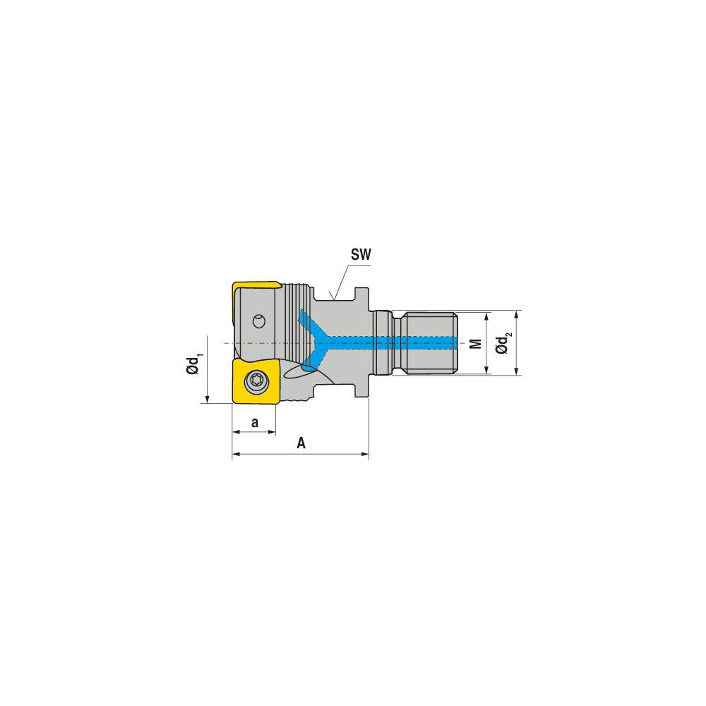 Ceratizit Indexable Square-Shoulder End Mill: G211.32.R.08-07, 32 mm Cut Dia, 6 mm Max Depth of Cut, 16 mm Dia Modular Connection Shank - 50751032