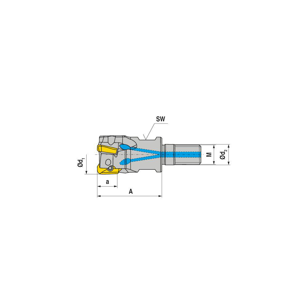 Ceratizit Indexable Square-Shoulder End Mill: G211.32.R.08-07, 32 mm Cut Dia, 6 mm Max Depth of Cut, 16 mm Dia Modular Connection Shank - 50751032