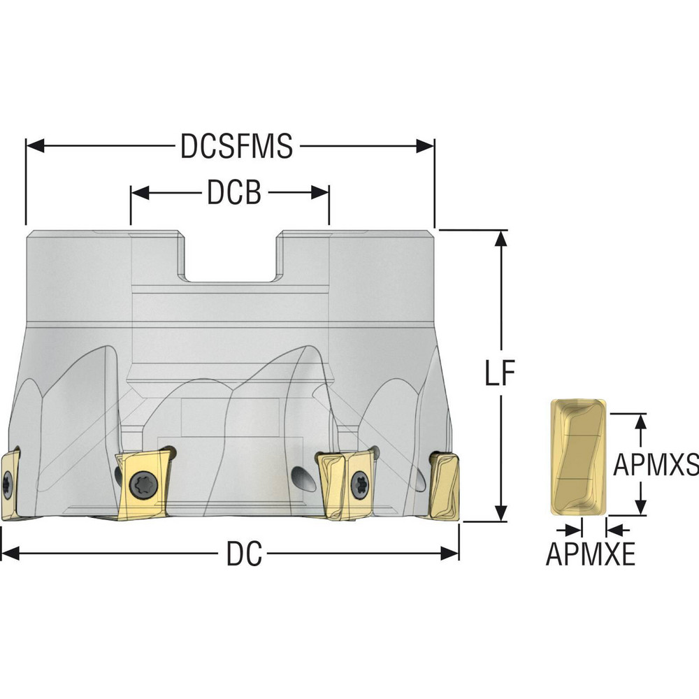 Seco 63mm Cut Dia, 27mm Arbor Hole Dia, 8mm Max Depth, Indexable Square-Shoulder Face Mill - 02827549