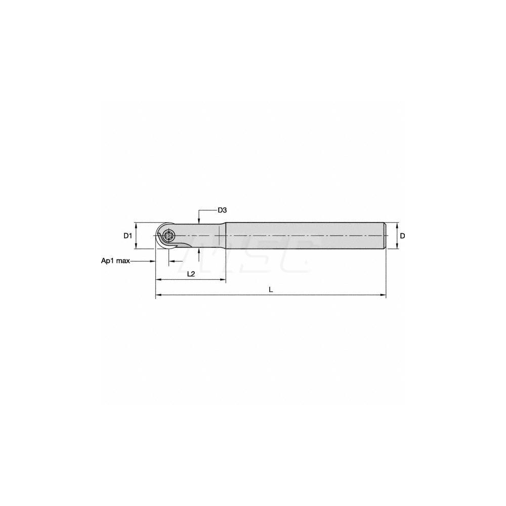 Kennametal Indexable Ball Nose End Mill: 0.63" Cut Dia, Solid Carbide, 6.8898" OAL - 2877377