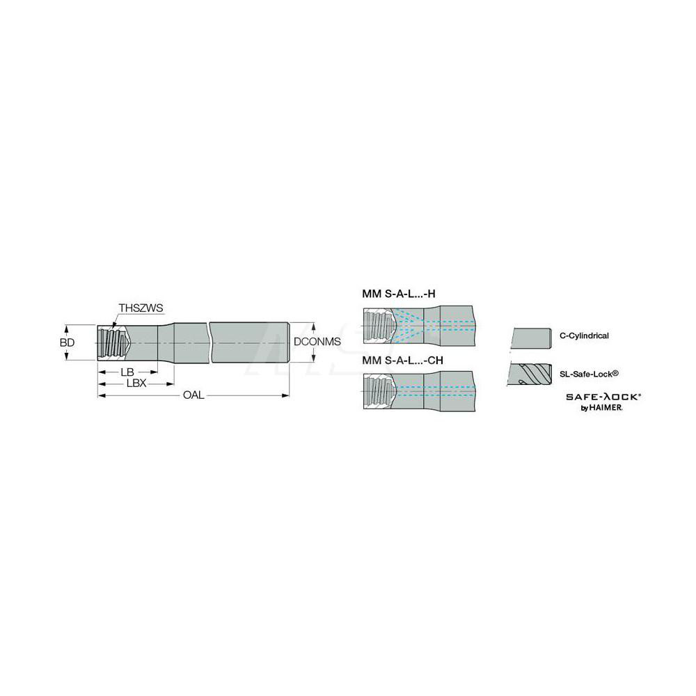 Iscar Replaceable Tip Milling Shank: Series Multimaster, 60 mm Projection, 25 mm 90 ° Shank - 3105408