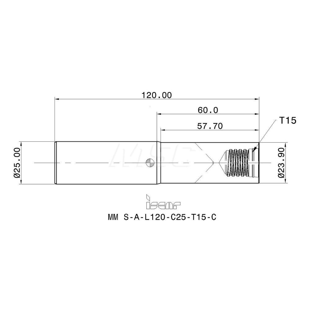 Iscar Replaceable Tip Milling Shank: Series Multimaster, 60 mm Projection, 25 mm 90 ° Shank - 3105408