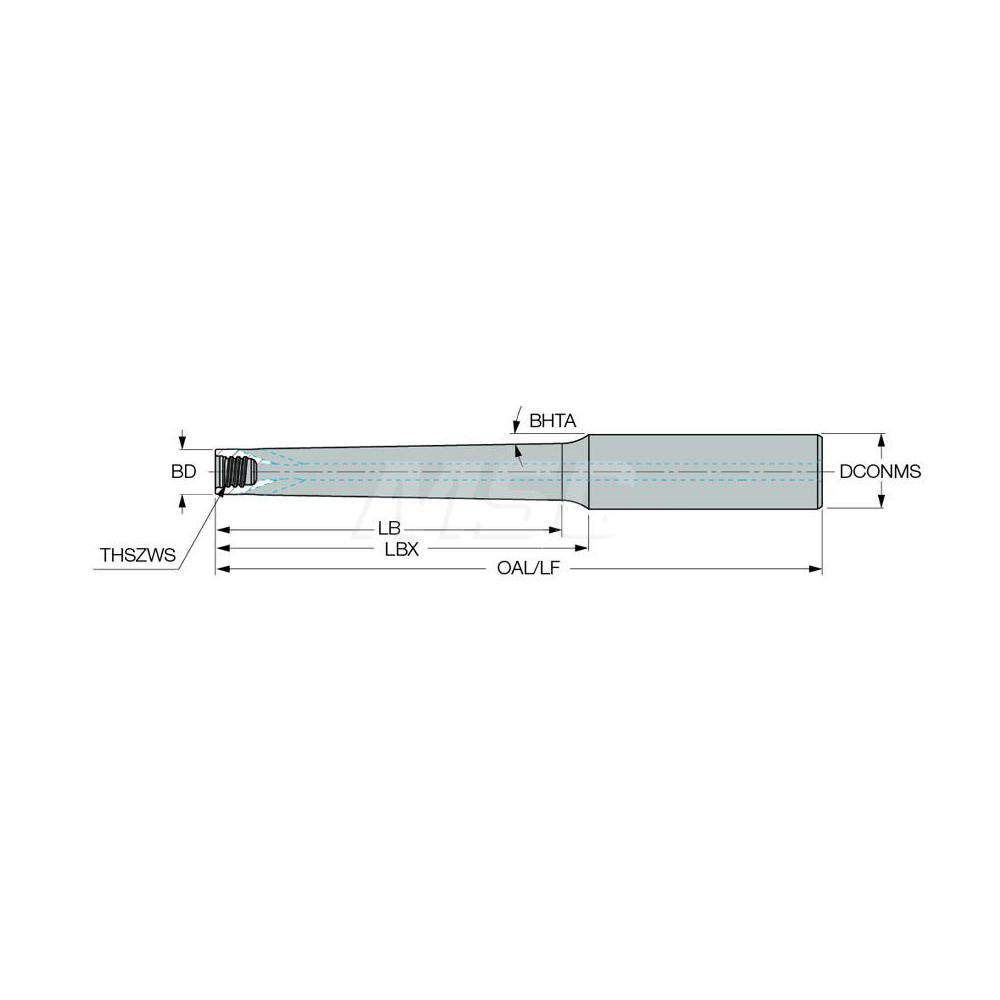 Iscar Replaceable Tip Milling Shank: Series Multimaster, 3.15" Projection, 3/4" 89 ° Shank - 3102478