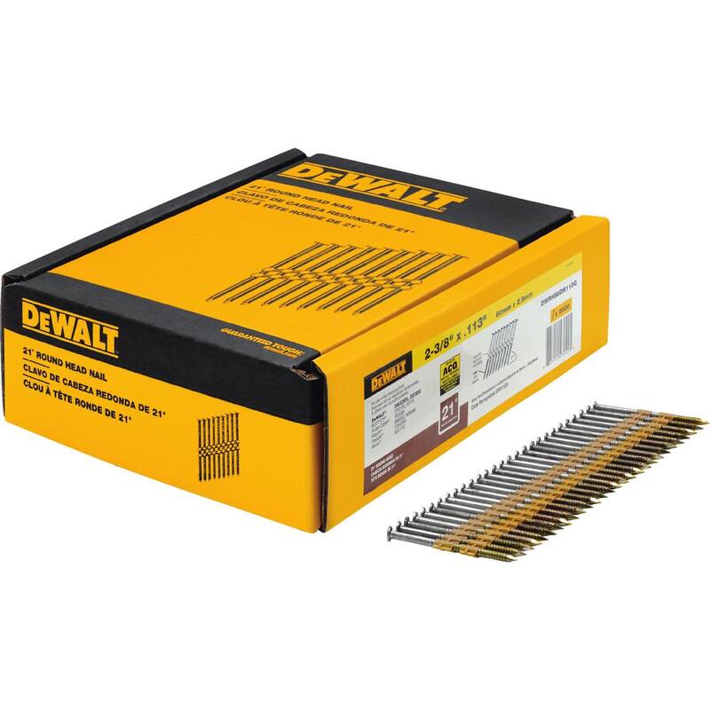 DEWALT 2-3/8 in. x 0.113 in. Ring Shank Galvanized Metal Framing Nails 2000 per Box - DWRHS8DR113G