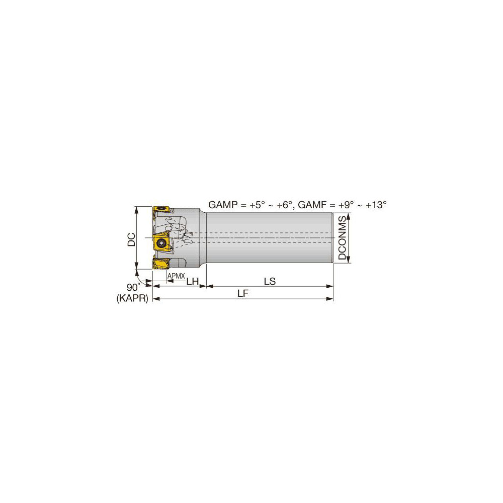 Tungaloy Indexable Square-Shoulder End Mill: EPM11R150U0125W04, 1-1/2" Cut Dia, 0.381" Max Depth of Cut, 1-1/4" Dia Shank - 6892305