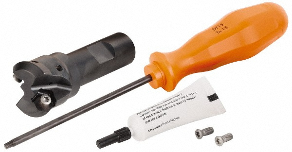 Kennametal 45° Lead Angle, 25.4mm to 1.322" Cut Dia, 1" Shank Dia, Indexable & Chamfer End Mill - 4130533