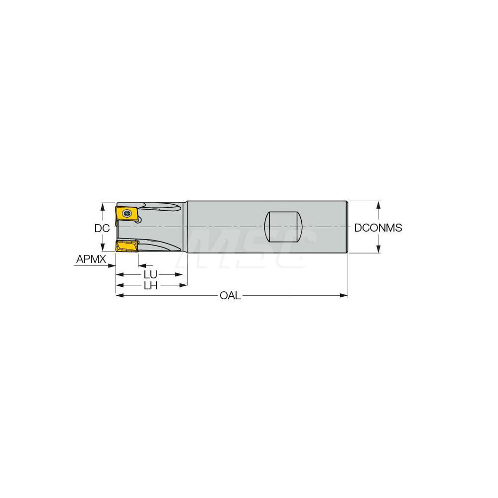 Iscar Indexable Square-Shoulder End Mill: T490ELND254C2508C, 25 mm Cut Dia, 8 mm Max Depth of Cut, 25 mm Dia Cylindrical Shank - 3105492