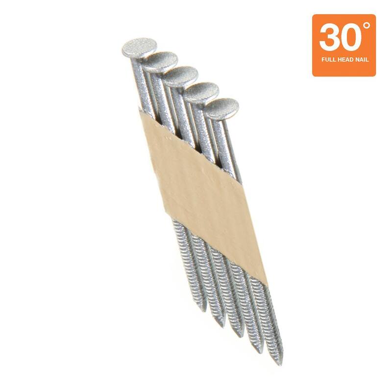Grip-Rite 3-1/4 x .131 in 30° Paper Collated 304 Stainless Steel Ring Shank Offset Round Checkered Head Framing Nails 1000 per Box - MAXC62908