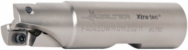 Walter Indexable Square-Shoulder End Mill: F4042.UW19.019.Z02.11, 3/4" Cut Dia, 11 mm Max Depth of Cut, 3/4" Dia Weldon Flat Shank - 5205206