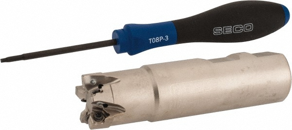 Seco Indexable Square-Shoulder End Mill: R217.96-00.75010RE043A, 3/4" Cut Dia, 0.157" Max Depth of Cut, M10 Modular Connection Shank - 02770501