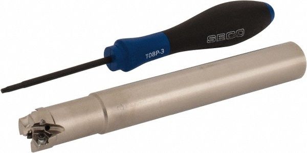 Seco Indexable Square-Shoulder End Mill: R217.96-00.75010RE043A, 3/4" Cut Dia, 0.157" Max Depth of Cut, M10 Modular Connection Shank - 02770501