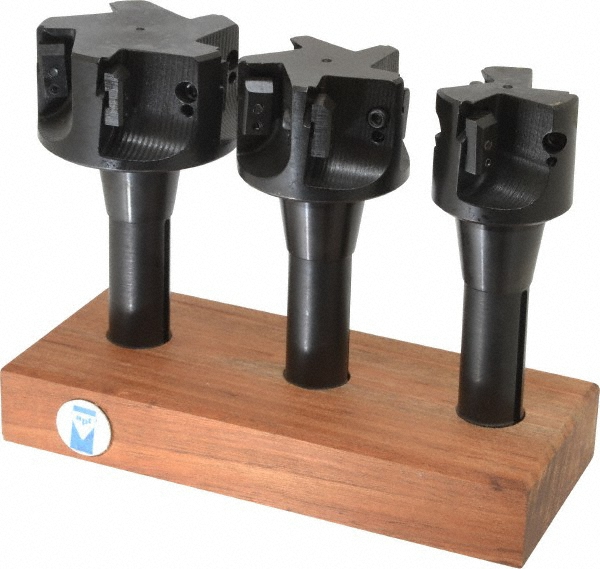 APT 1 to 1-1/2" Cutting Dia, 3/4" Shank Dia, R8 Shank, Indexable Tridex End Mill Set - EM8R1