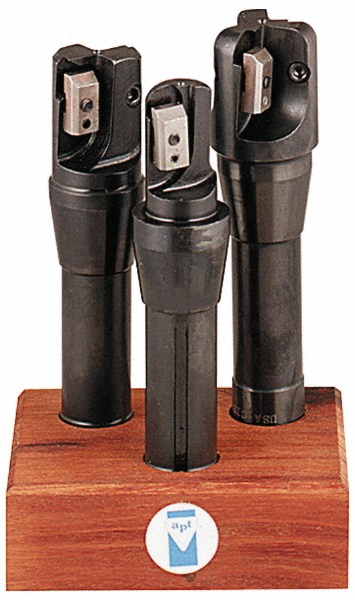 APT 1 to 1-1/2" Cutting Dia, 3/4" Shank Dia, R8 Shank, Indexable Tridex End Mill Set - EM8R1