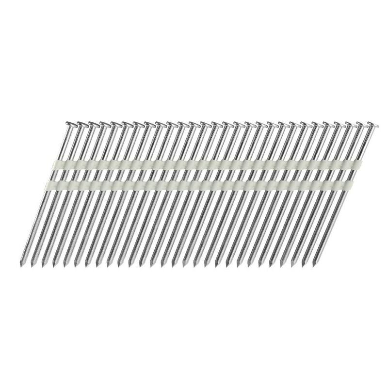 Grip-Rite 3-1/4 in x .131 in 21° Plastic Collated 304 Stainless Steel Ring Shank Round Checkered Head Framing Nails 2000 per Box - MAXC62812