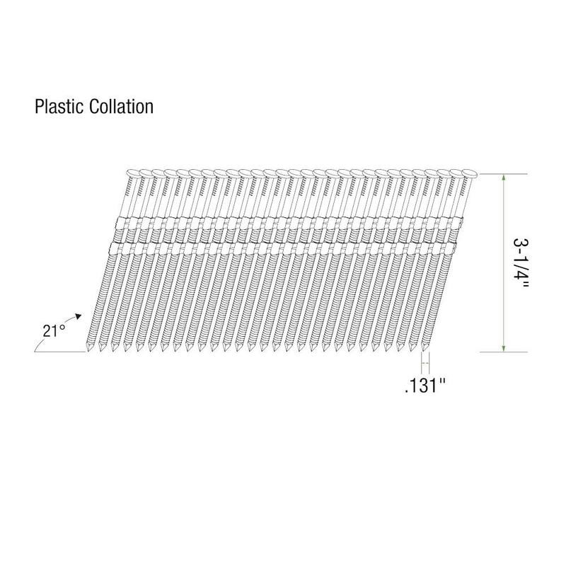 Grip-Rite 3-1/4 in x .131 in 21° Plastic Collated 304 Stainless Steel Ring Shank Round Checkered Head Framing Nails 2000 per Box - MAXC62812