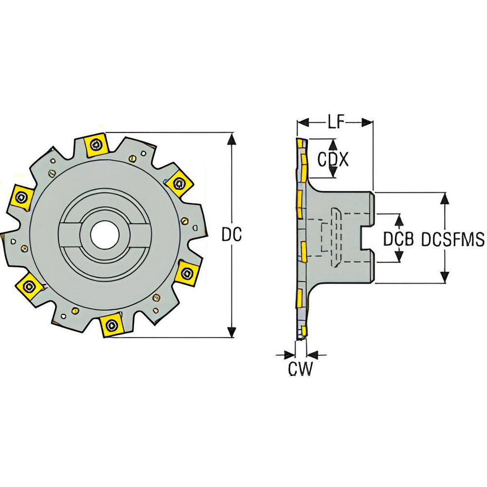 Seco Indexable Slotting Cutter: 12.00 mm Cutting Width, 100.00 mm Cutter Dia, Arbor Connection, 22.00 mm Depth of Cut, 22.00 mm Depth of Cut, Right Hand - 75012682