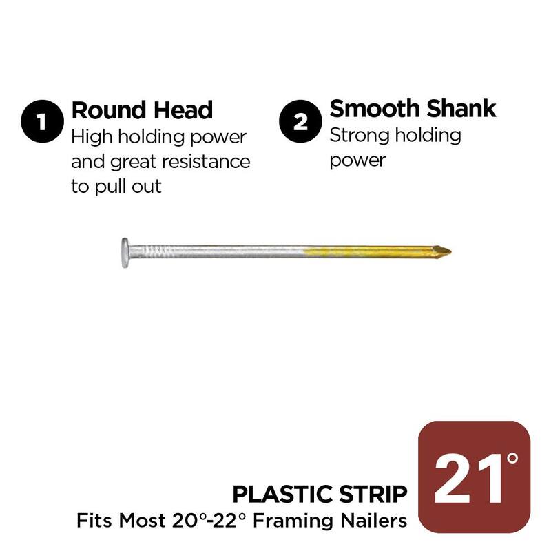 PRO-FIT 3 in. x 0.120 21-Degree Hot Dipped Galvanized Smooth Shank Plastic Strip Framing Nails (2000 -Per Box) - 0808171