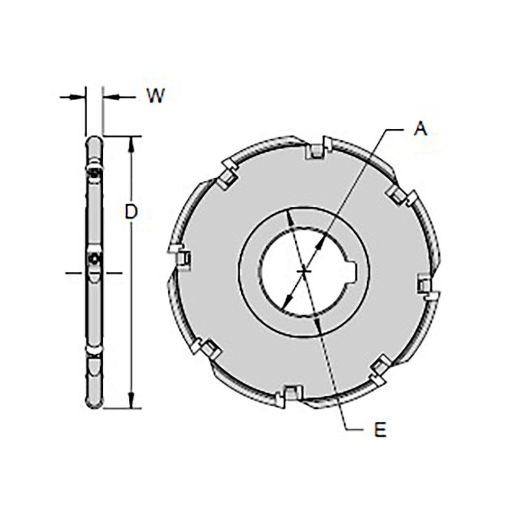 Cutting Tool Technologies Indexable Slotting Cutter: 1/4" Cutting Width, 3" Cutter Dia, Arbor Connection, 0.7200" Depth of Cut, Neutral - RA-390