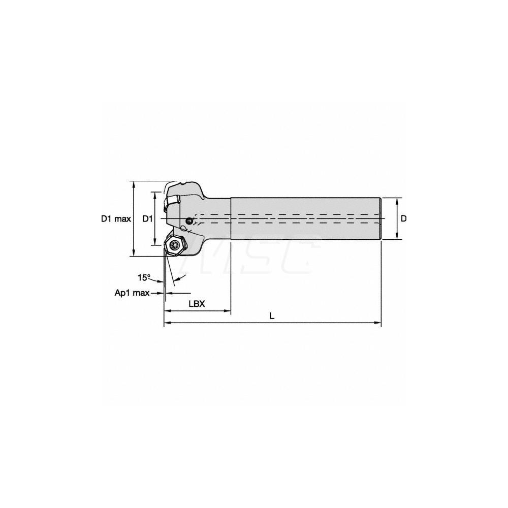 Kennametal Indexable High-Feed End Mill: KSHRHF032D3A25HN06L130, Cylindrical Shank - 4153704
