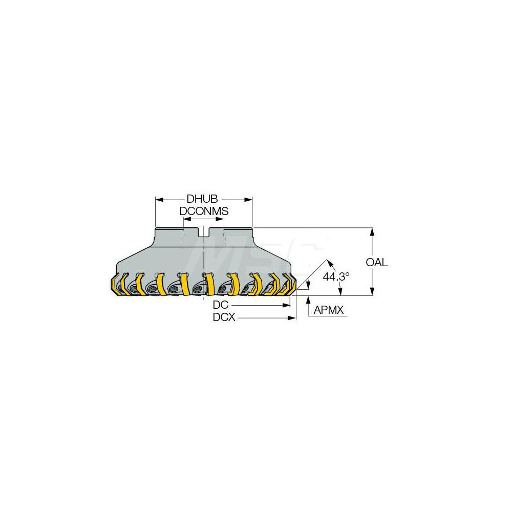 Iscar 172mm Cut Dia, 40mm Arbor Hole, 5.5mm Max Depth of Cut, 45° Indexable Chamfer & Angle Face Mill - 3103871