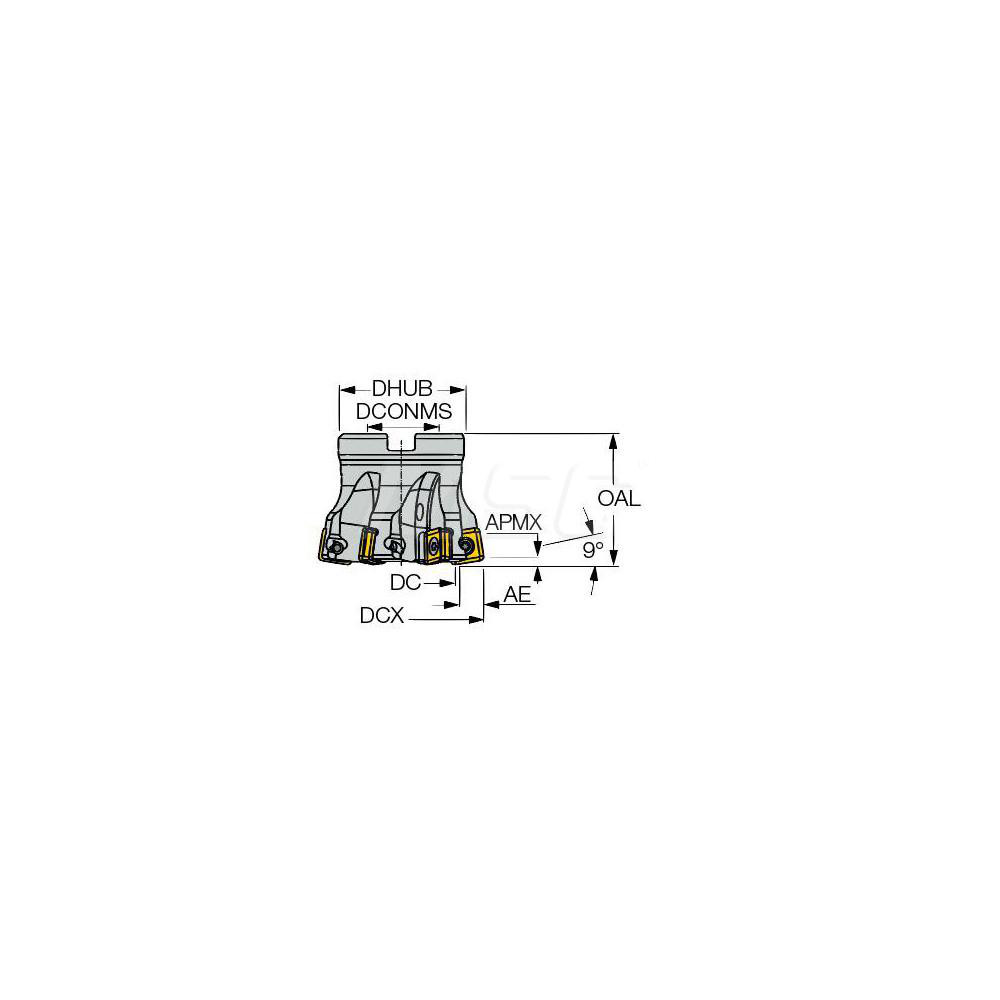 Iscar Indexable High-Feed Face Mill: 1.136 to 2" Cut Dia, 0.75" Arbor Hole - 3107341