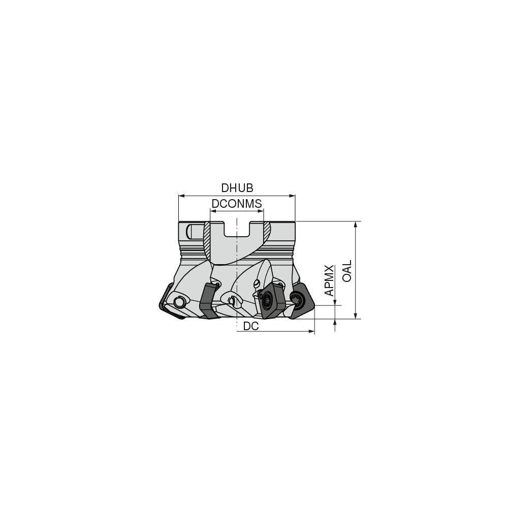 Ceratizit Indexable High-Feed Face Mill: 2.185 to 2.5" Cut Dia, 0.75" Arbor Hole - 5868325006