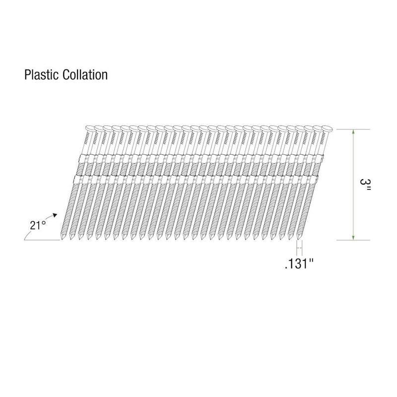 Grip-Rite 3 in. x .131 in. 21° Plastic Collated 316 Stainless Steel Ring Shank Round Head Framing Nails 1000 per Box - MAXC62895