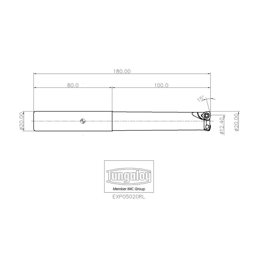 Tungaloy Indexable High-Feed End Mill: EXP05020RL, Cylindrical Shank - 6817107