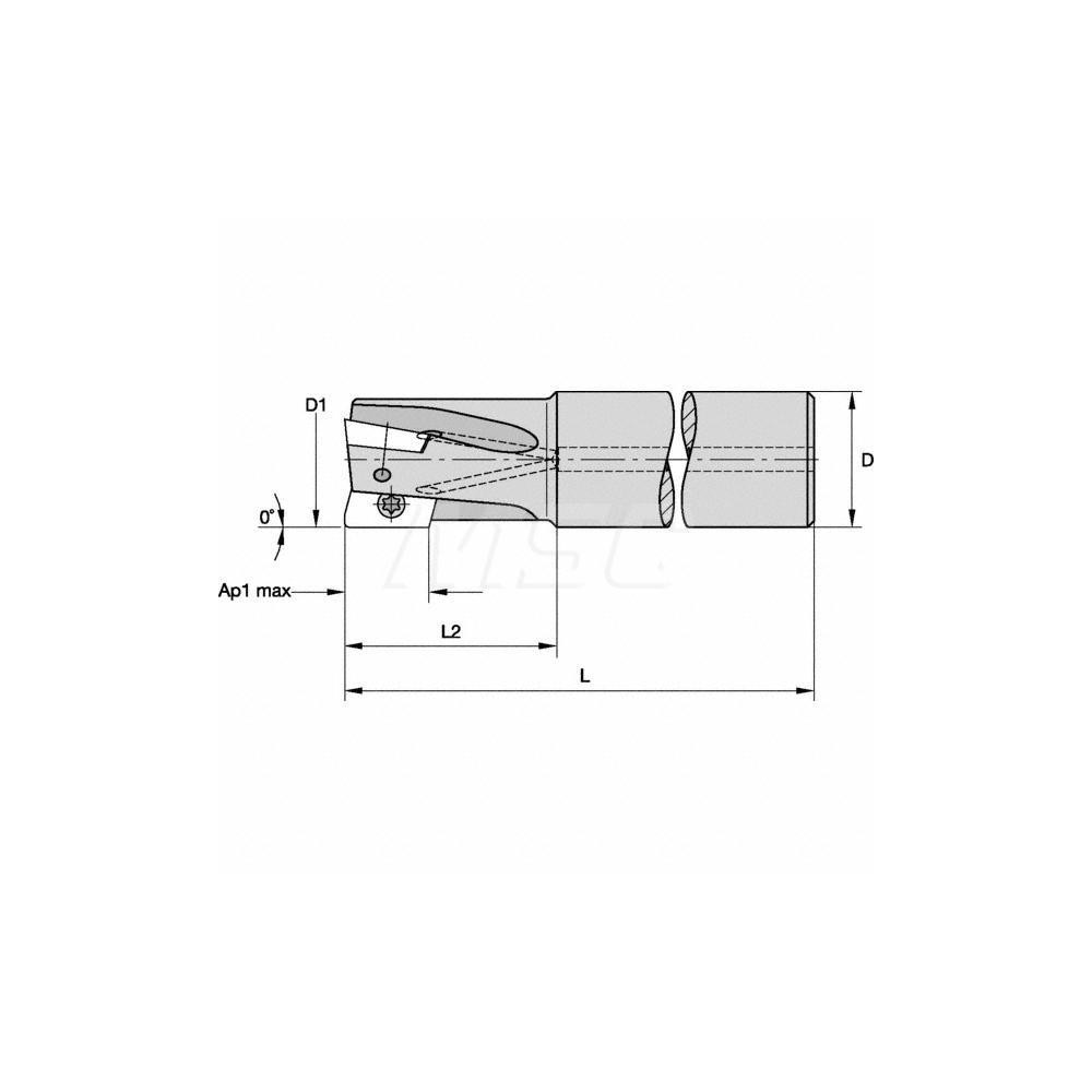Kennametal Indexable Square-Shoulder End Mill: M1D125E1802C125L1000, 1-1/4" Cut Dia, 0.71" Max Depth of Cut, 1-1/4" Dia Cylindrical Shank - 2267537