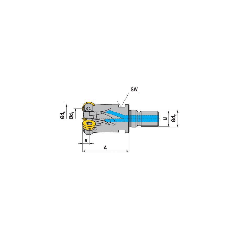Ceratizit Indexable Copy End Mill: 15 to 25 mm Cut Dia, 5 mm Max Depth of Cut, Through Coolant - 50684025