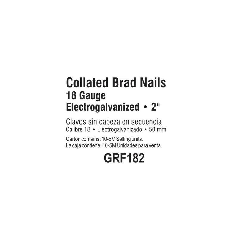 Grip-Rite 2 in. x 18-Gauge Electrogalvanized Brad Nails 5000 per Box - GRF182