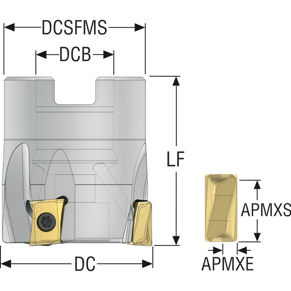 Seco 32mm Cut Dia, 16mm Arbor Hole Dia, 8mm Max Depth, Indexable Square-Shoulder Face Mill - 02845461