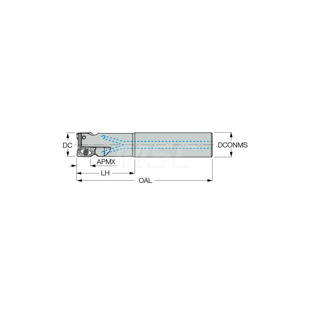 Iscar Indexable Square-Shoulder End Mill: HM90EALD25C25L14015, 25 mm Cut Dia, 13.5 mm Max Depth of Cut, 25 mm Dia Cylindrical Shank - 3103001