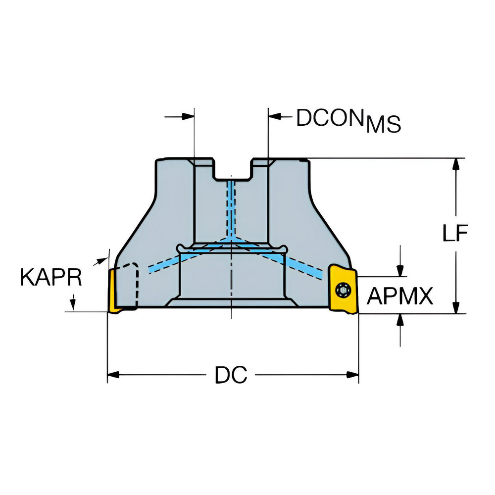 Sandvik Coromant 50mm Cut Dia, 22mm Arbor Hole Dia, 15.4mm Max Depth, Indexable Square-Shoulder Face Mill - 5745788
