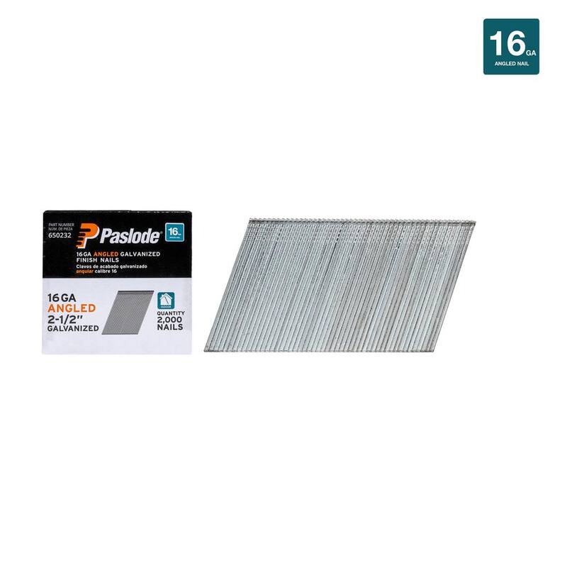 Paslode 2-1/2 in. x 16-Gauge 20° Galvanized Angled Nails (2000 per Box) - 650232