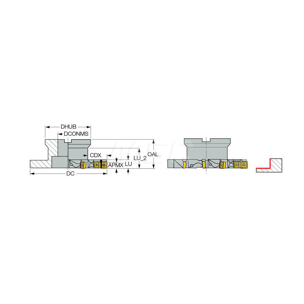 Iscar Indexable Slotting Cutter: 0.3700" Cutting Width, 6.0000" Cutter Dia, Shell Mount B Connection, 0.3700" Depth of Cut, 1.5000" Hole Dia, 1.5000" Shank Dia - 3100886