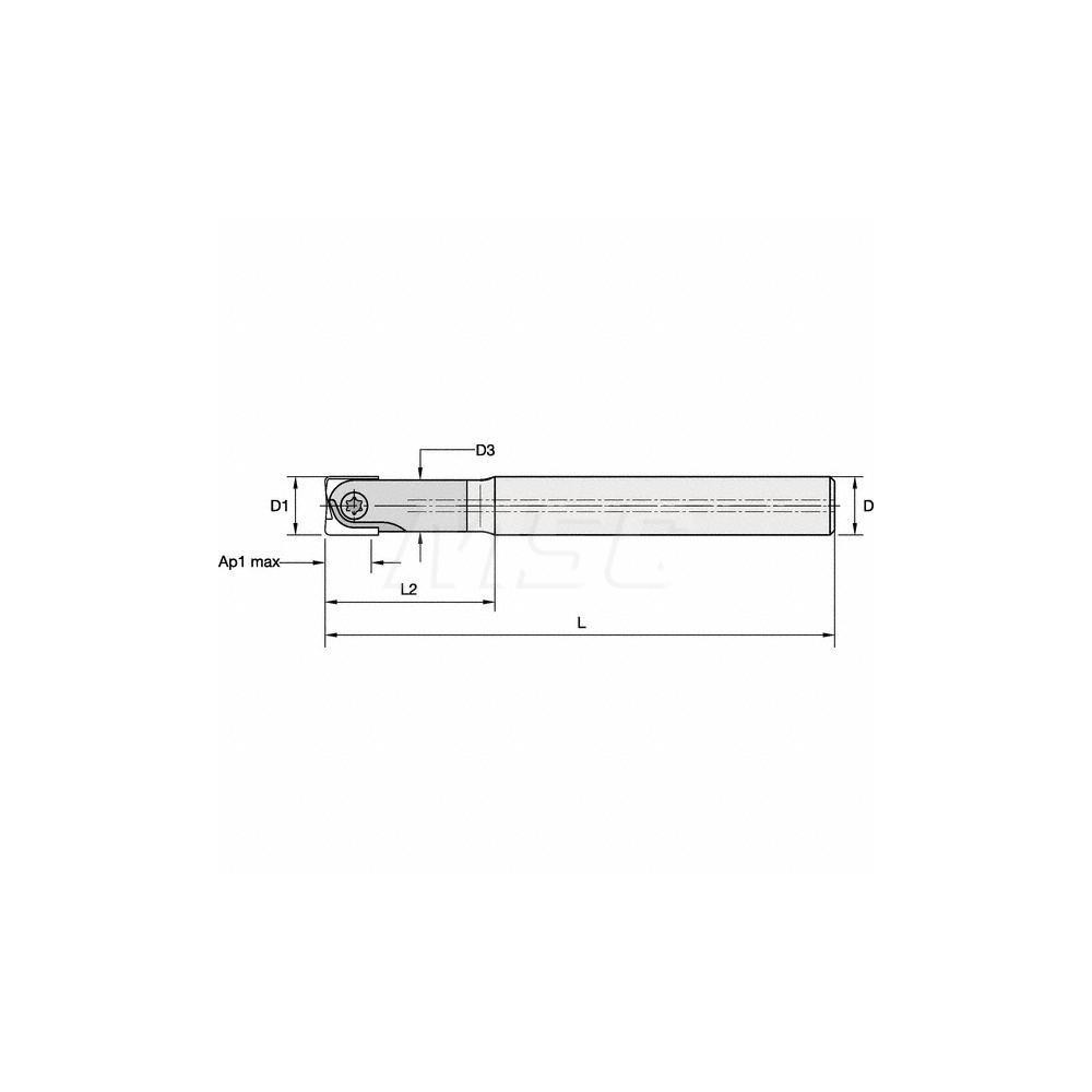 Kennametal Indexable Copy End Mill: 1/2" Cut Dia, 0.118" Max Depth of Cut, Through Coolant - 2878733