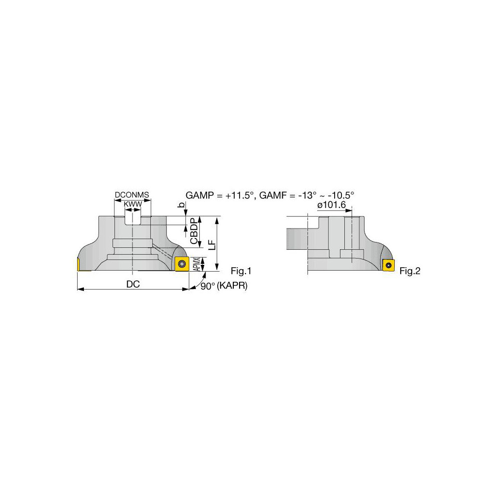 Tungaloy 6" Cut Dia, 2" Arbor Hole Dia, 0.394" Max Depth, Indexable Square-Shoulder Face Mill - 6850792