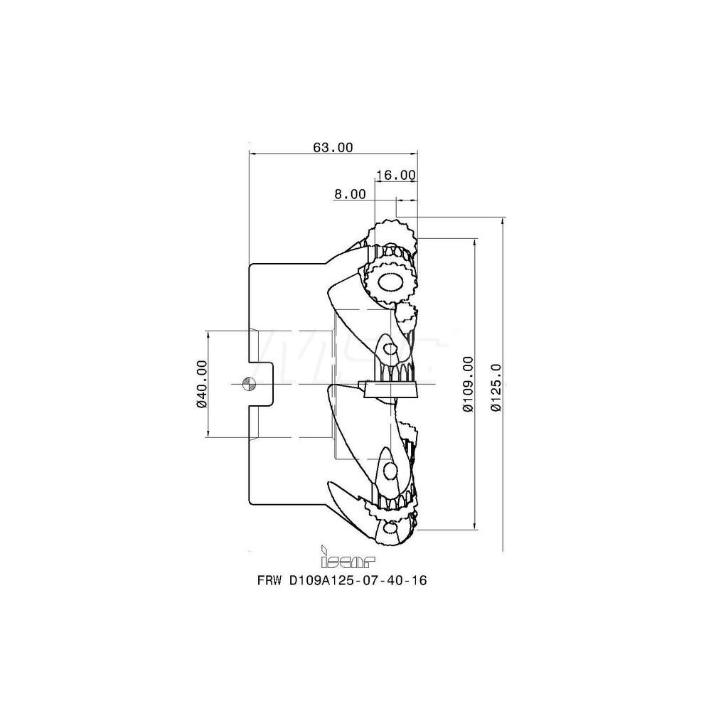 Iscar Indexable Copy Face Mill: 125 mm Max Cut Dia, 40 mm Arbor Hole - 3104355