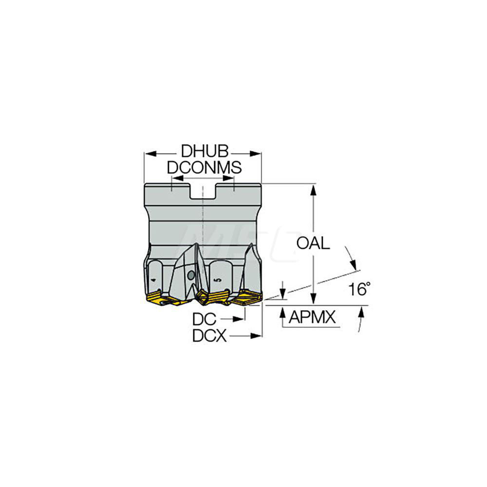 Iscar Indexable High-Feed Face Mill: 1.89 to 2.5" Cut Dia, 1" Arbor Hole - 3346895