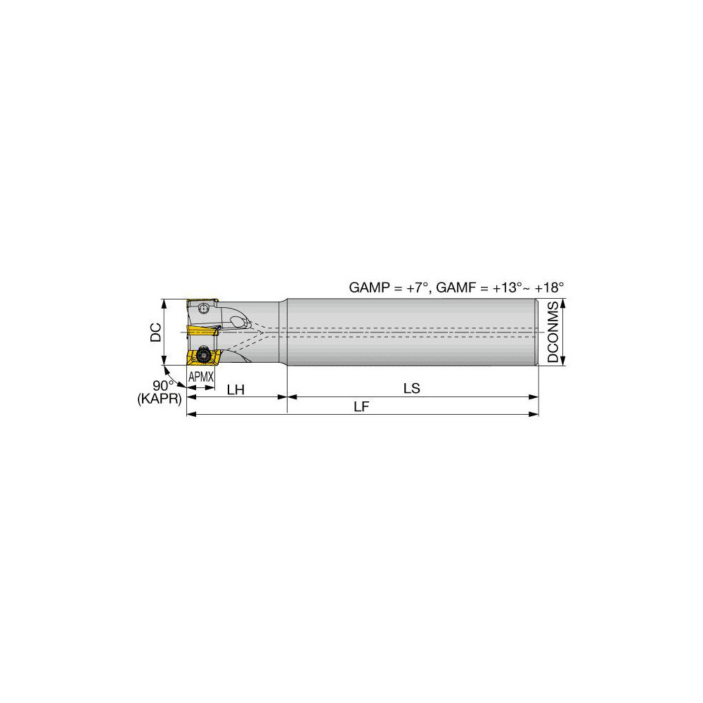 Tungaloy Indexable Square-Shoulder End Mill: EPO07R012M12.0-02, 12 mm Cut Dia, 7 mm Max Depth of Cut, 12 mm Dia Cylindrical Shank - 6861282