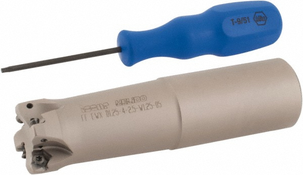Iscar Indexable High-Feed End Mill: FF-EWXD1.25-3-2.5W1.25, 1-1/4" Cut Dia, 1-1/4" Shank Dia, Weldon Flat Shank - 3106832